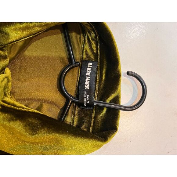 Blush Mark Women's Green Velvet Button-Up Mini Dress Size M - Picture 5 of 8